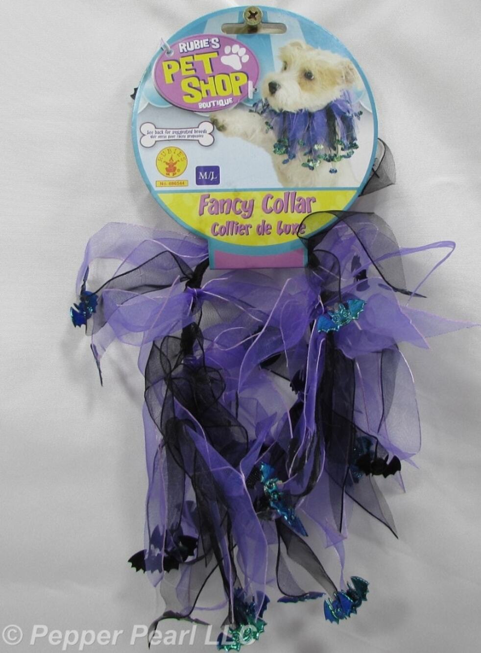 Pet Shop Bat Collar Medium Large Purple Black Halloween Costume Dog NOS